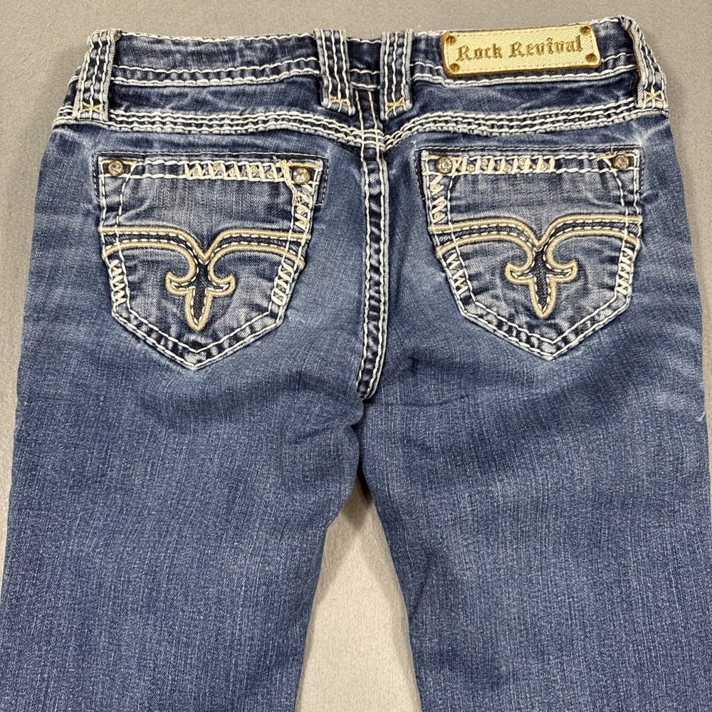 Rock Revival jeans Women 27x30 ERIN Skinny Embellished RHINESTONES THICK STITCH